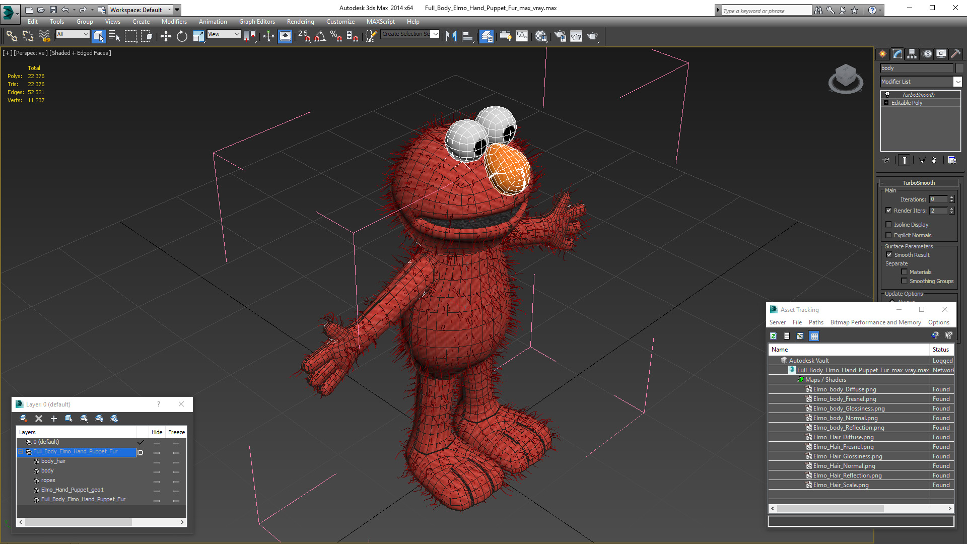 3D model Full Body Elmo Hand Puppet Fur