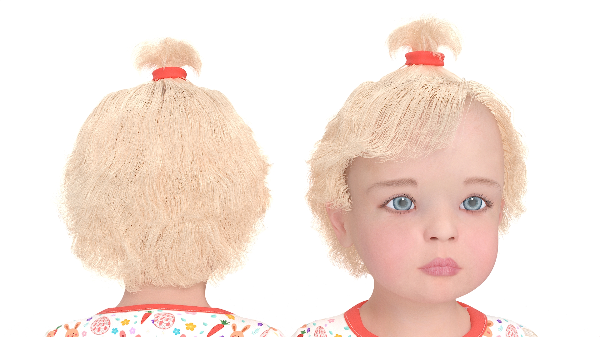 3D Baby Girl Wearing Full Bodysuit A-Pose model
