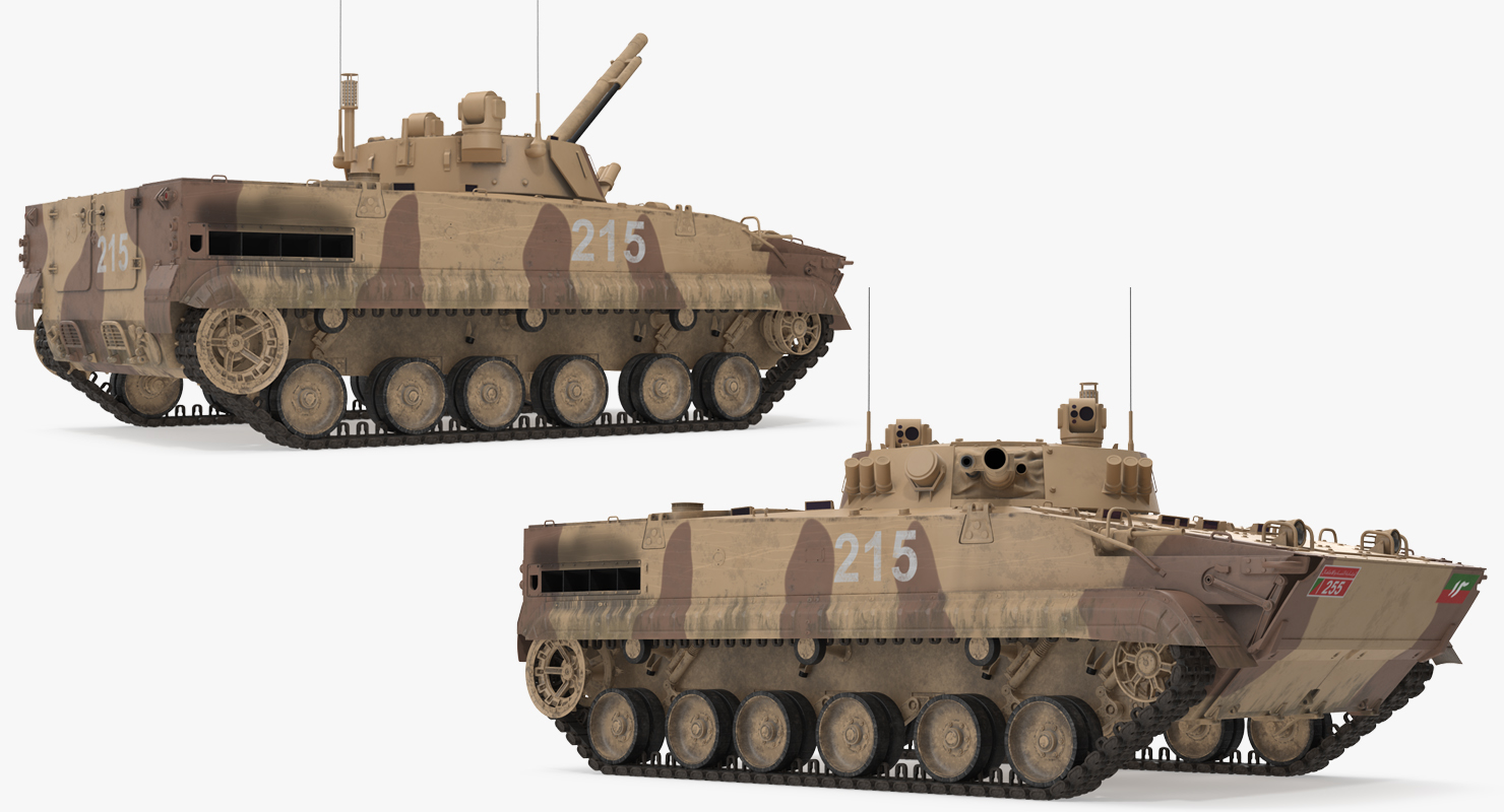 3D model Light Tank BMP 3 Desert Rigged