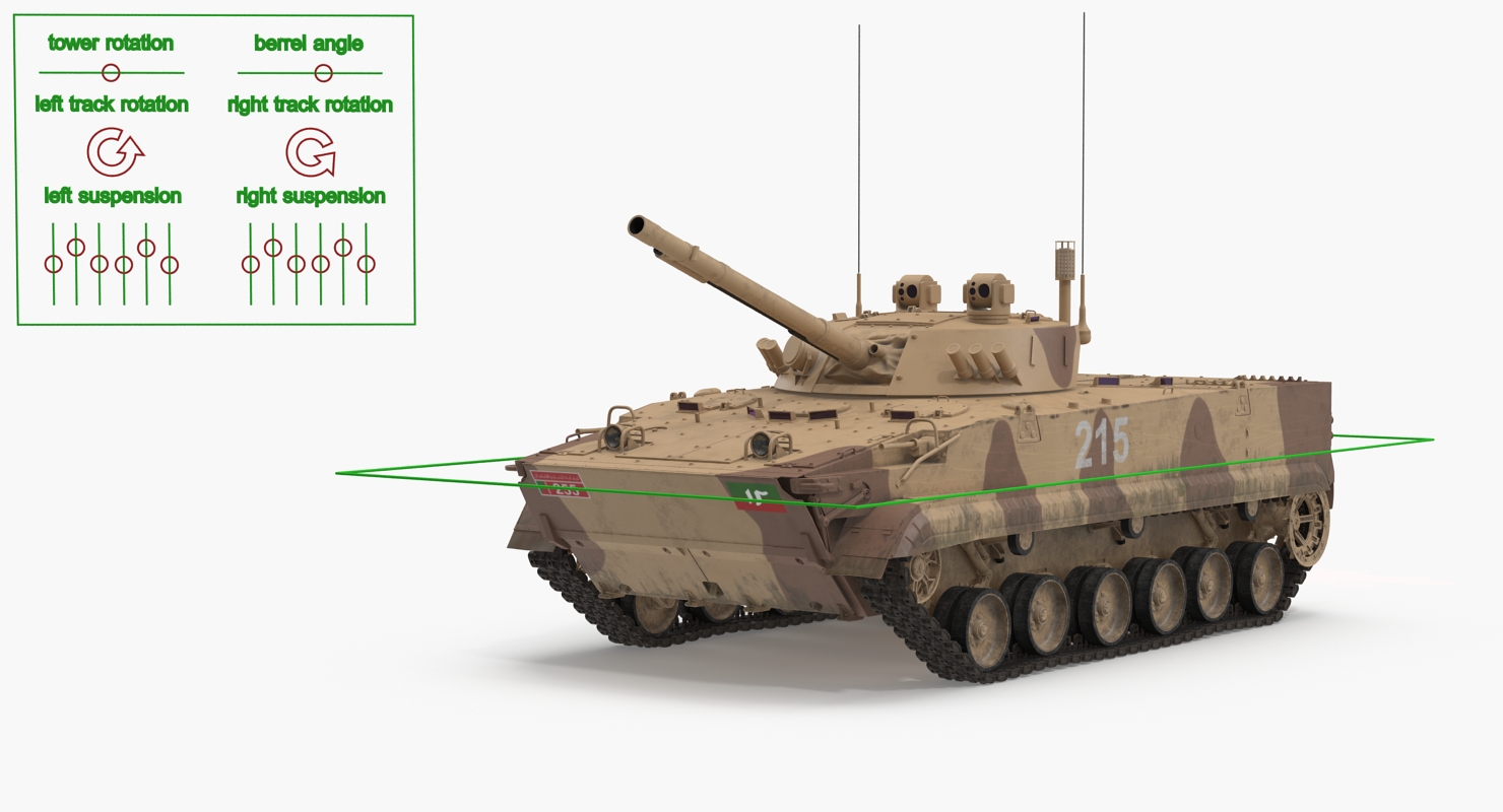 3D model Light Tank BMP 3 Desert Rigged