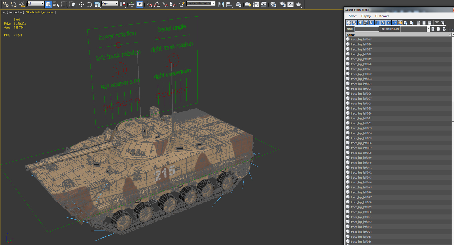 3D model Light Tank BMP 3 Desert Rigged