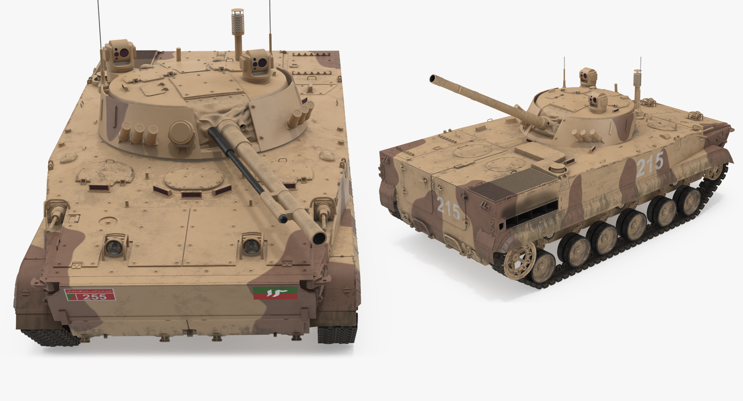 3D model Light Tank BMP 3 Desert Rigged