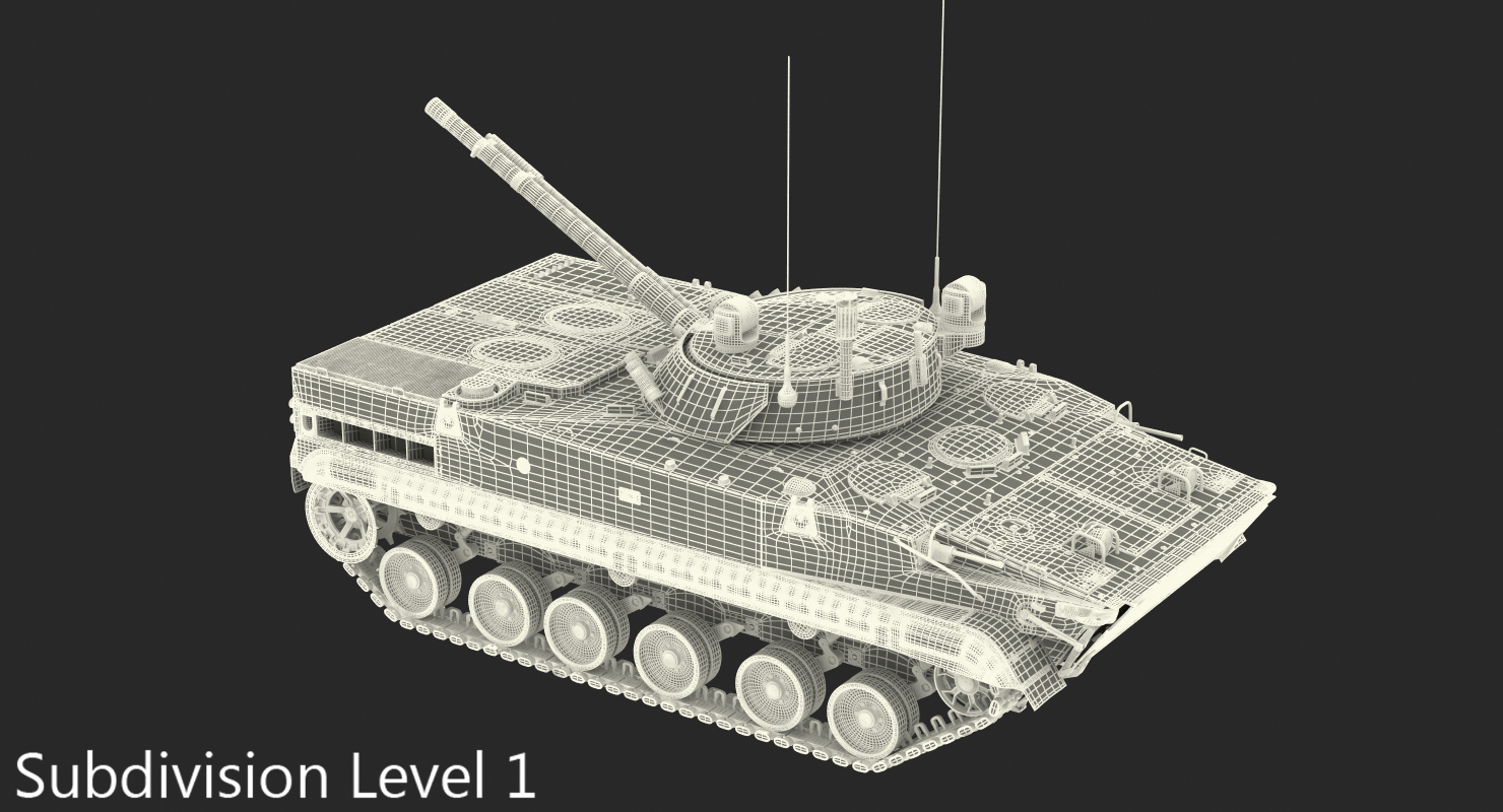 3D model Light Tank BMP 3 Desert Rigged