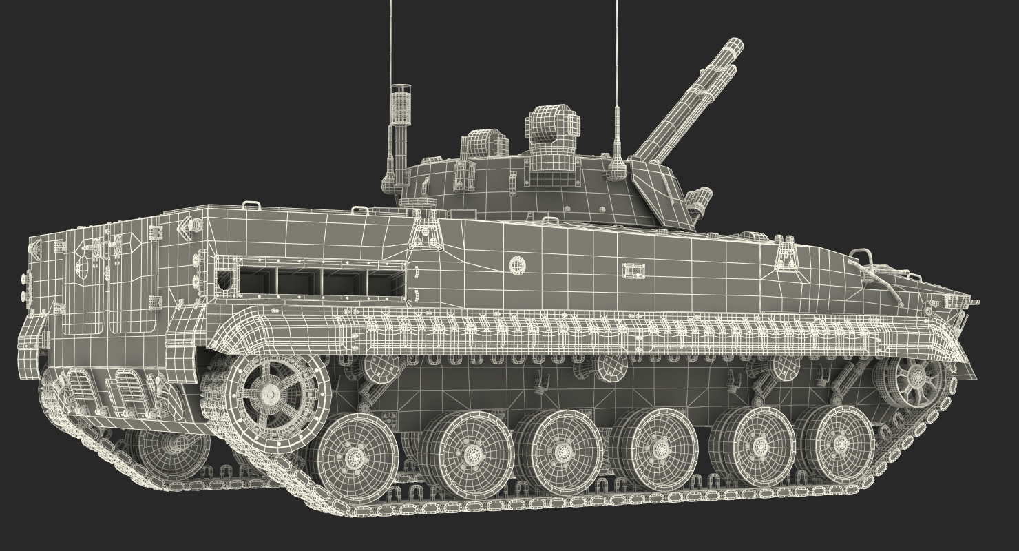 3D model Light Tank BMP 3 Desert Rigged