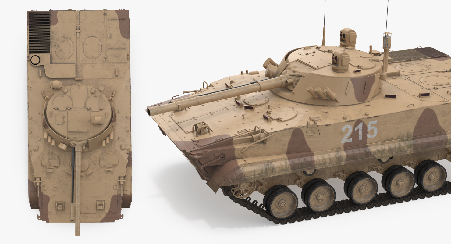 3D model Light Tank BMP 3 Desert Rigged