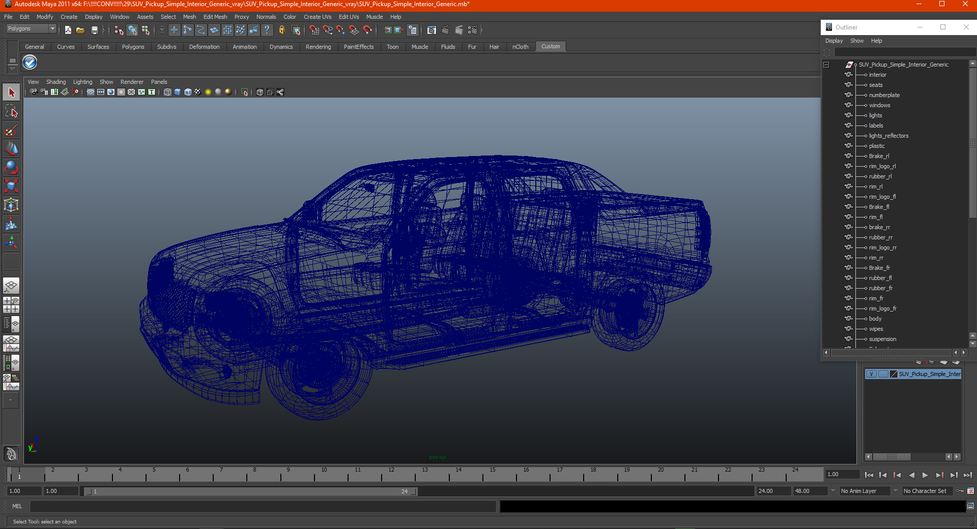 SUV Pickup Simple Interior Generic 3D model