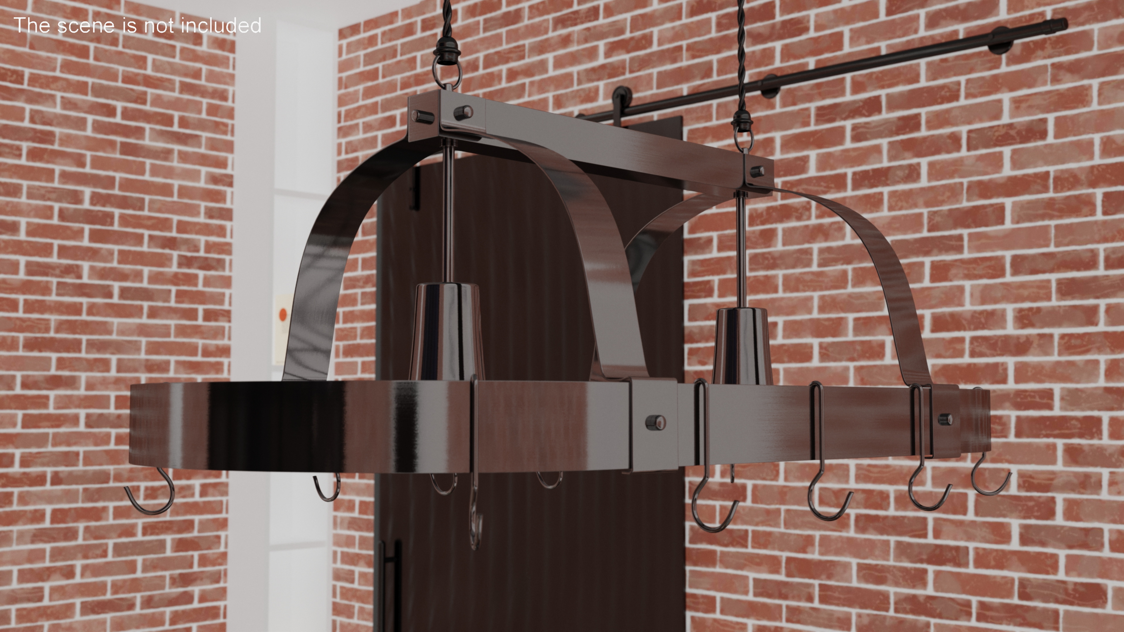 Kitchen Pot Rack Set Silver 3D