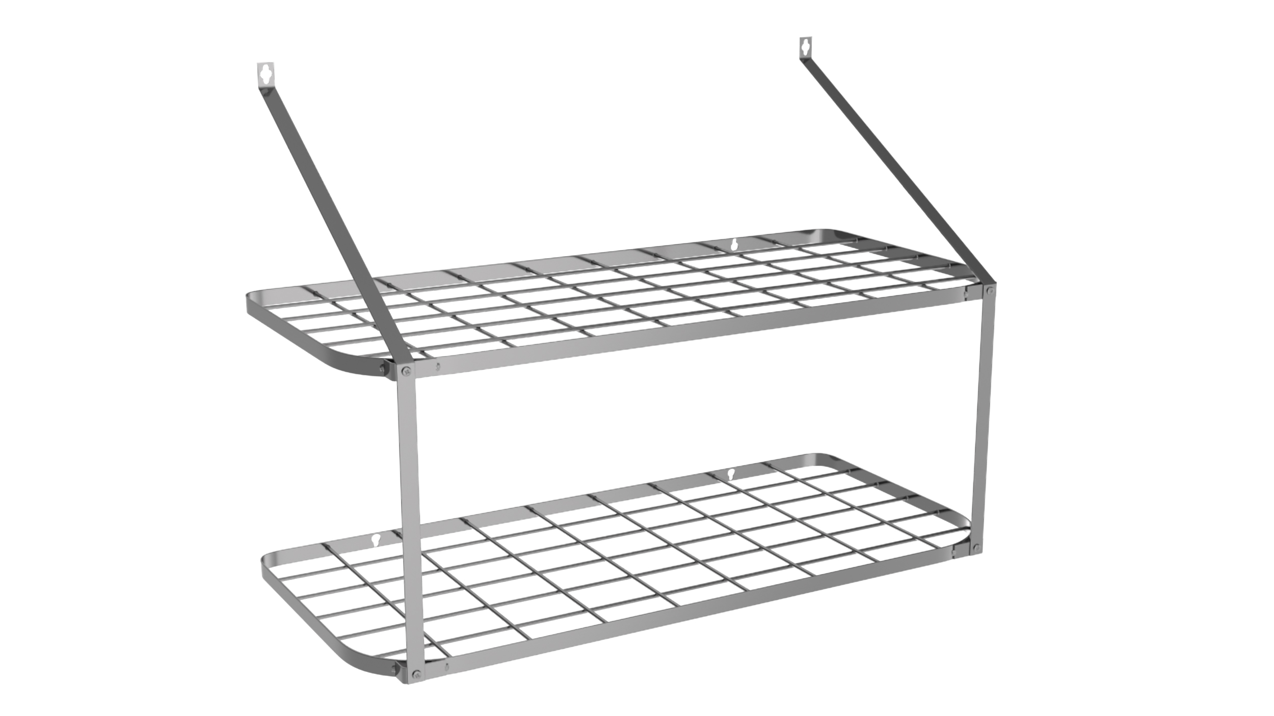 Kitchen Pot Rack Set Silver 3D