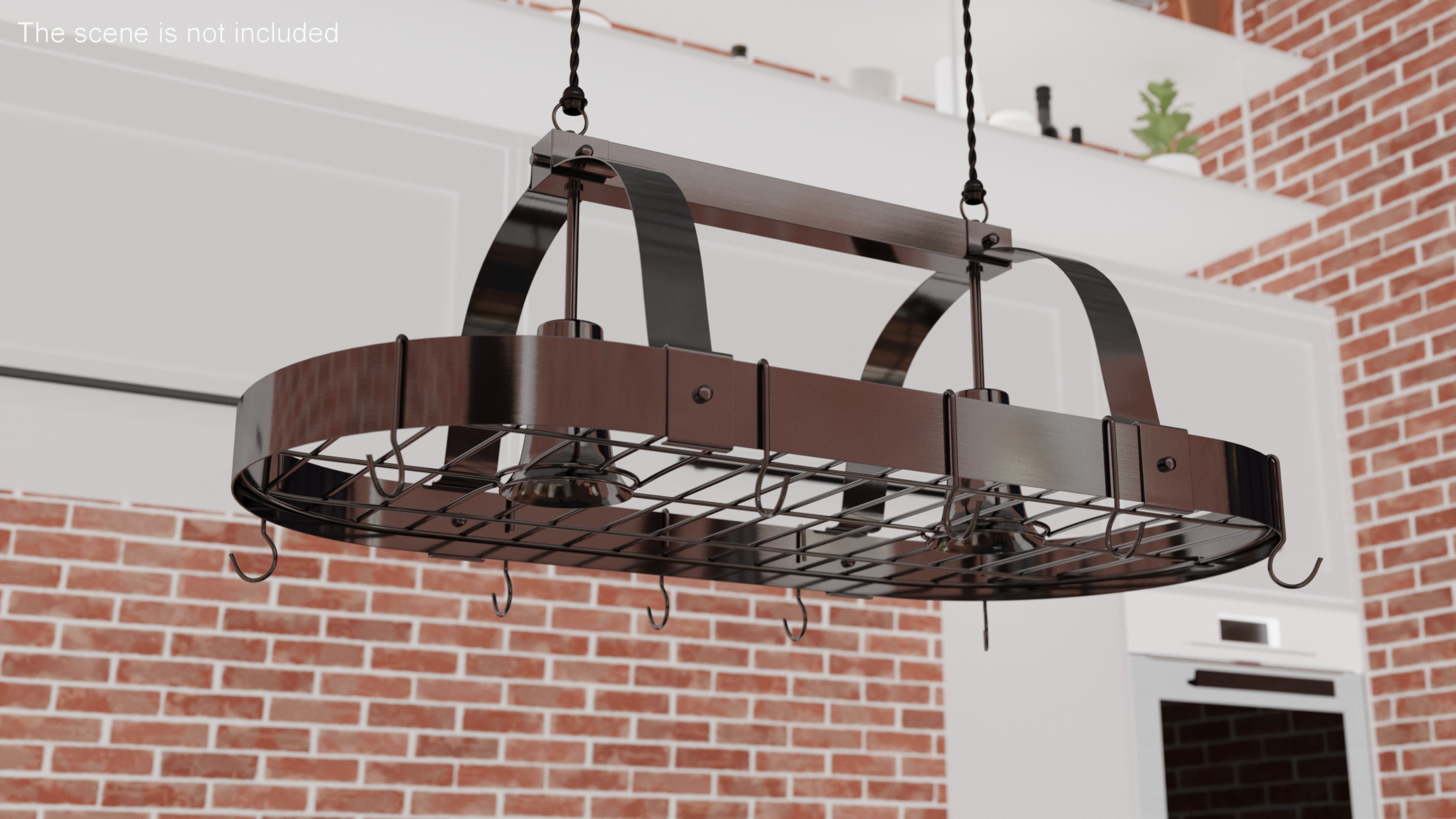 Kitchen Pot Rack Set Silver 3D