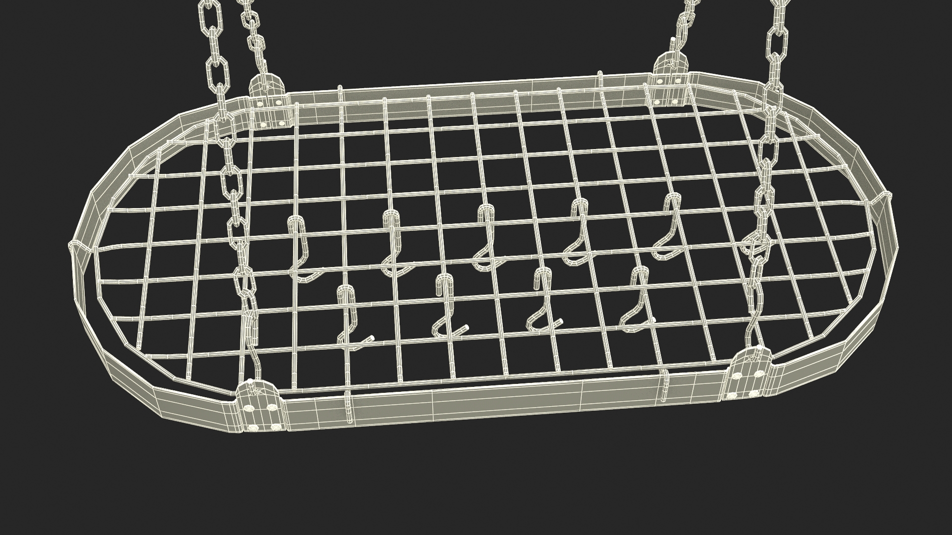 Kitchen Pot Rack Set Silver 3D