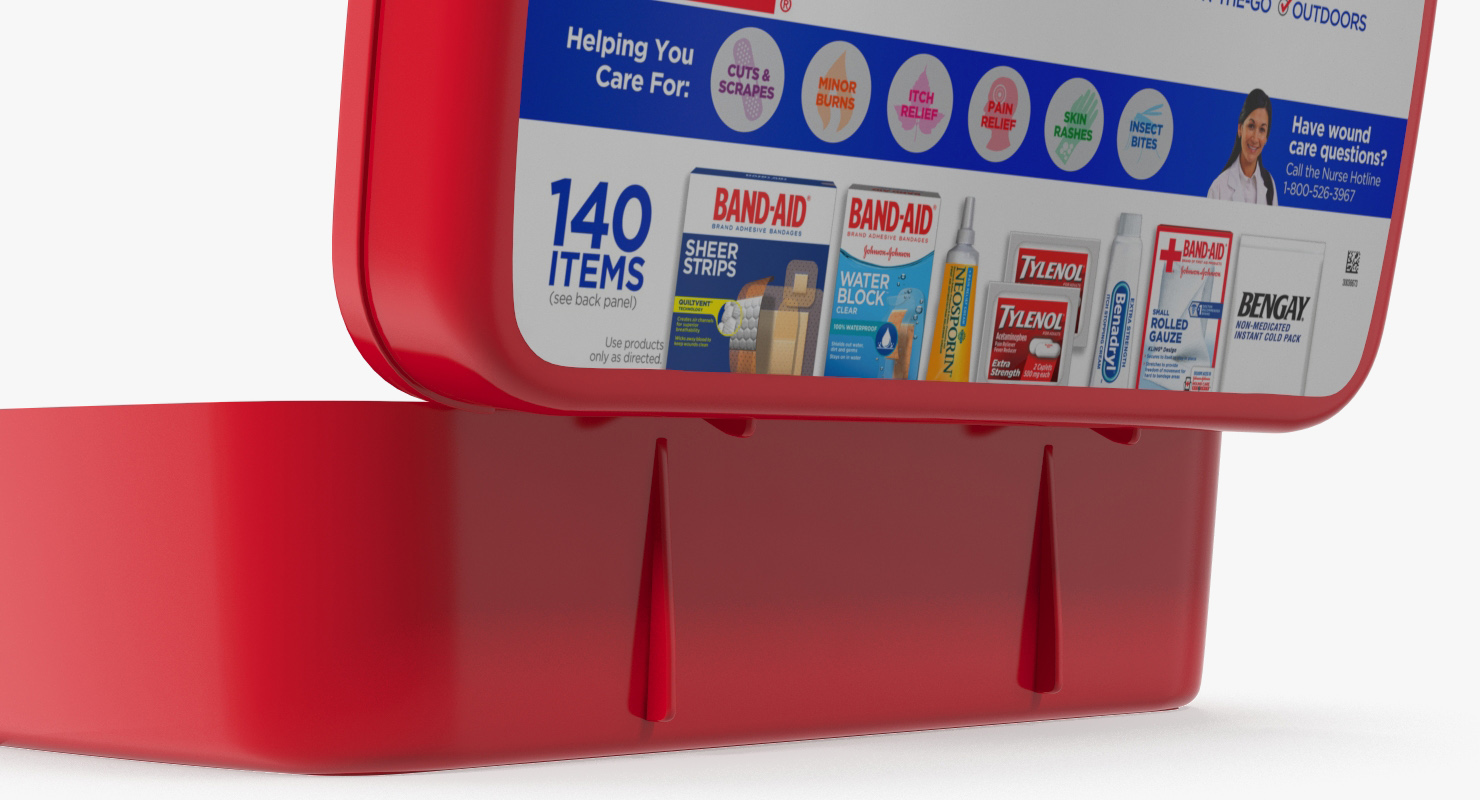3D Open Empty First Aid Kit Bag model