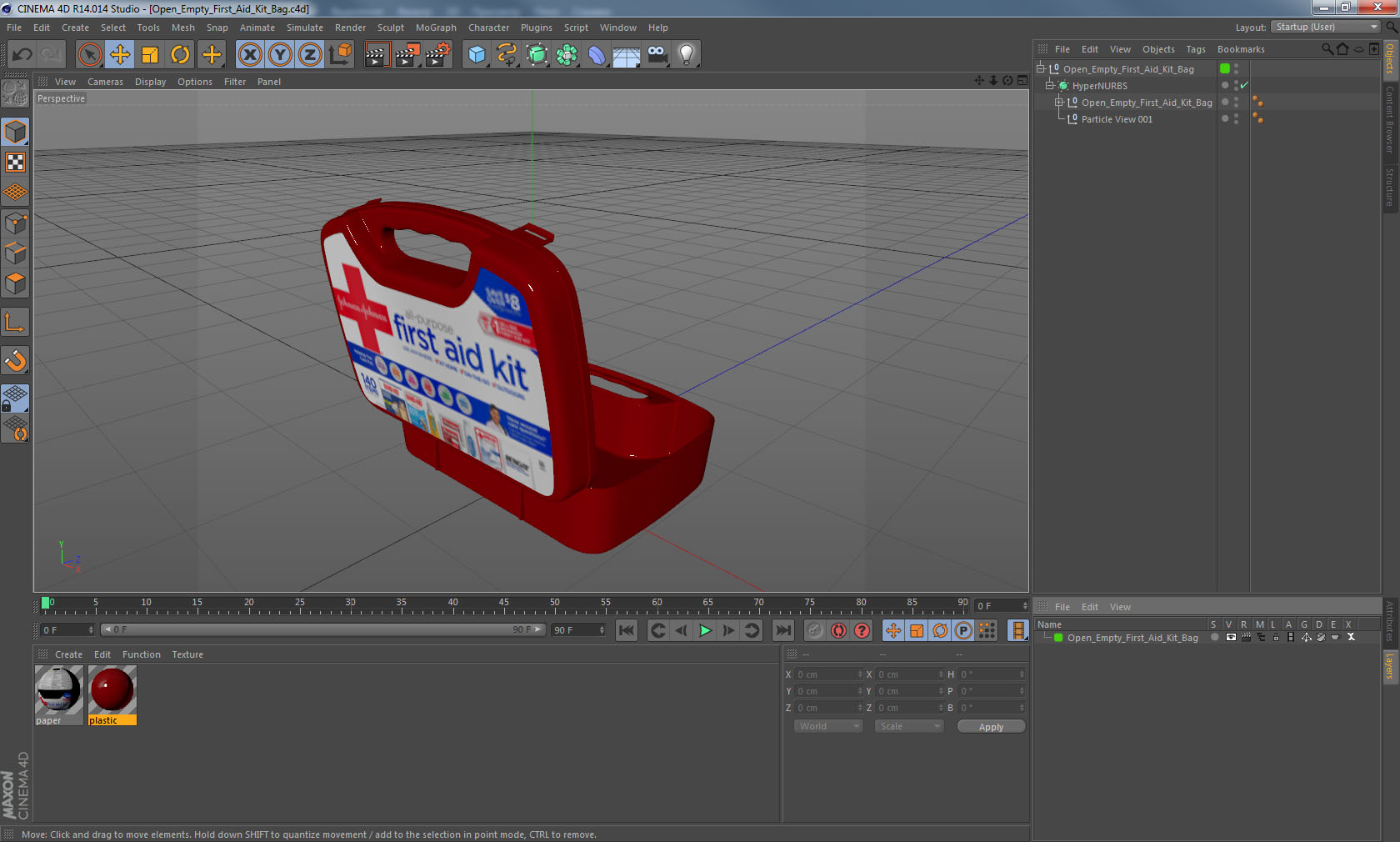 3D Open Empty First Aid Kit Bag model