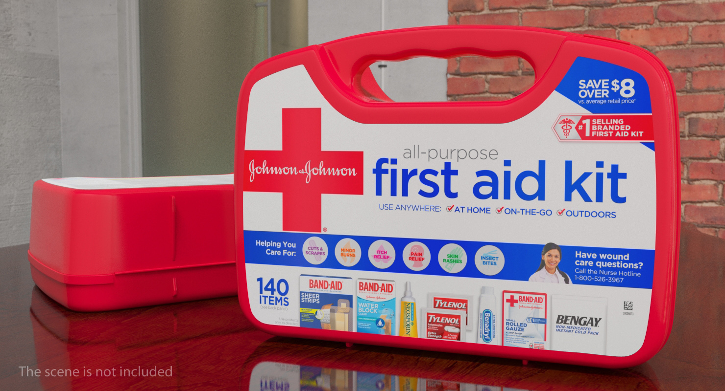 3D Open Empty First Aid Kit Bag model