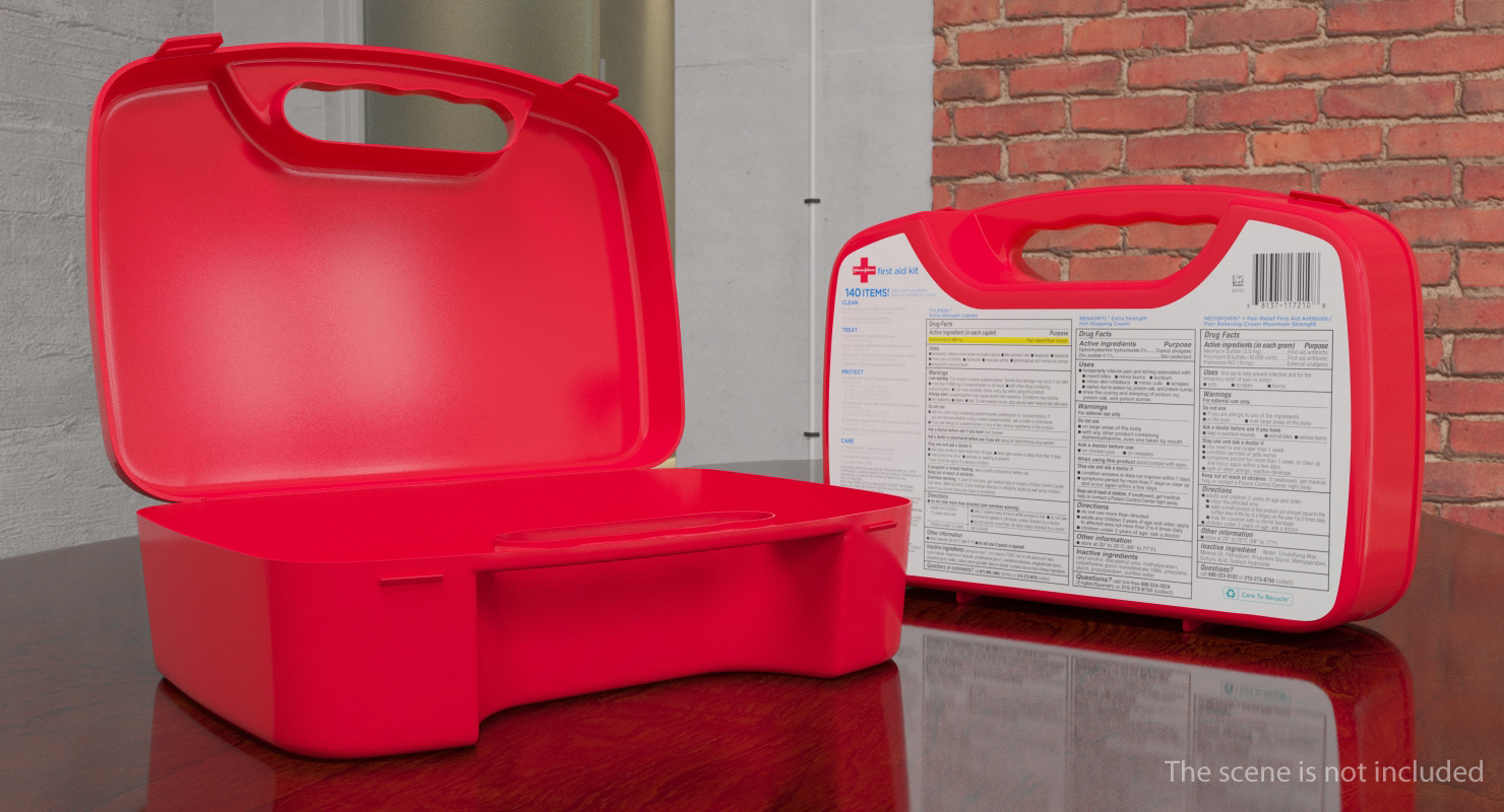 3D Open Empty First Aid Kit Bag model