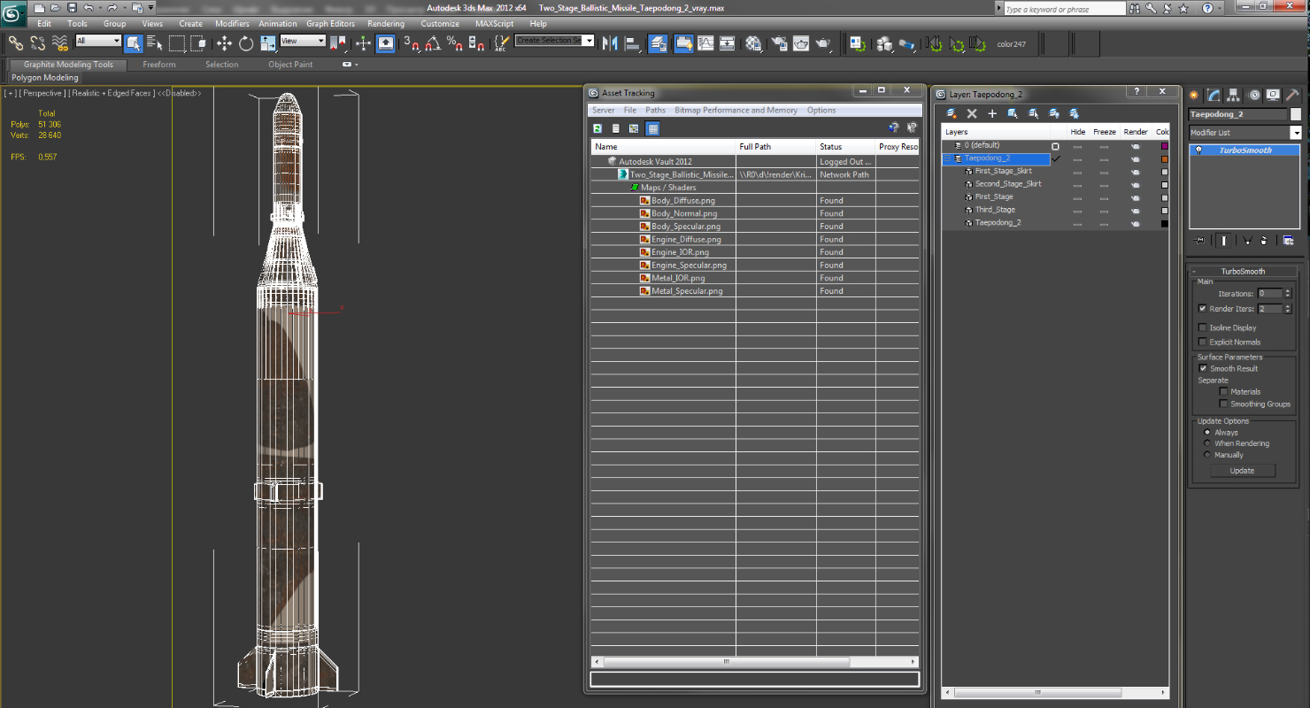 Two Stage Ballistic Missile Taepodong 2 3D model