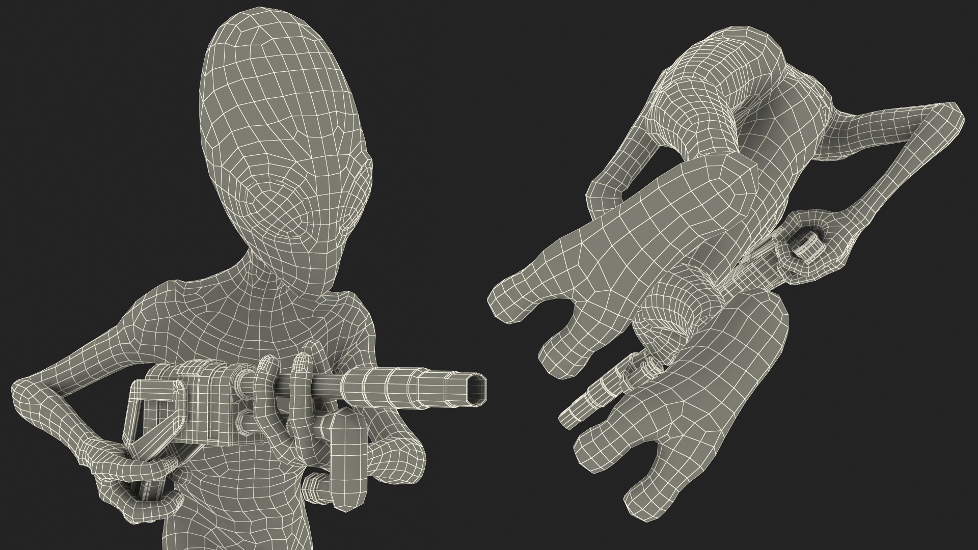 3D Green Alien Attack Pose model