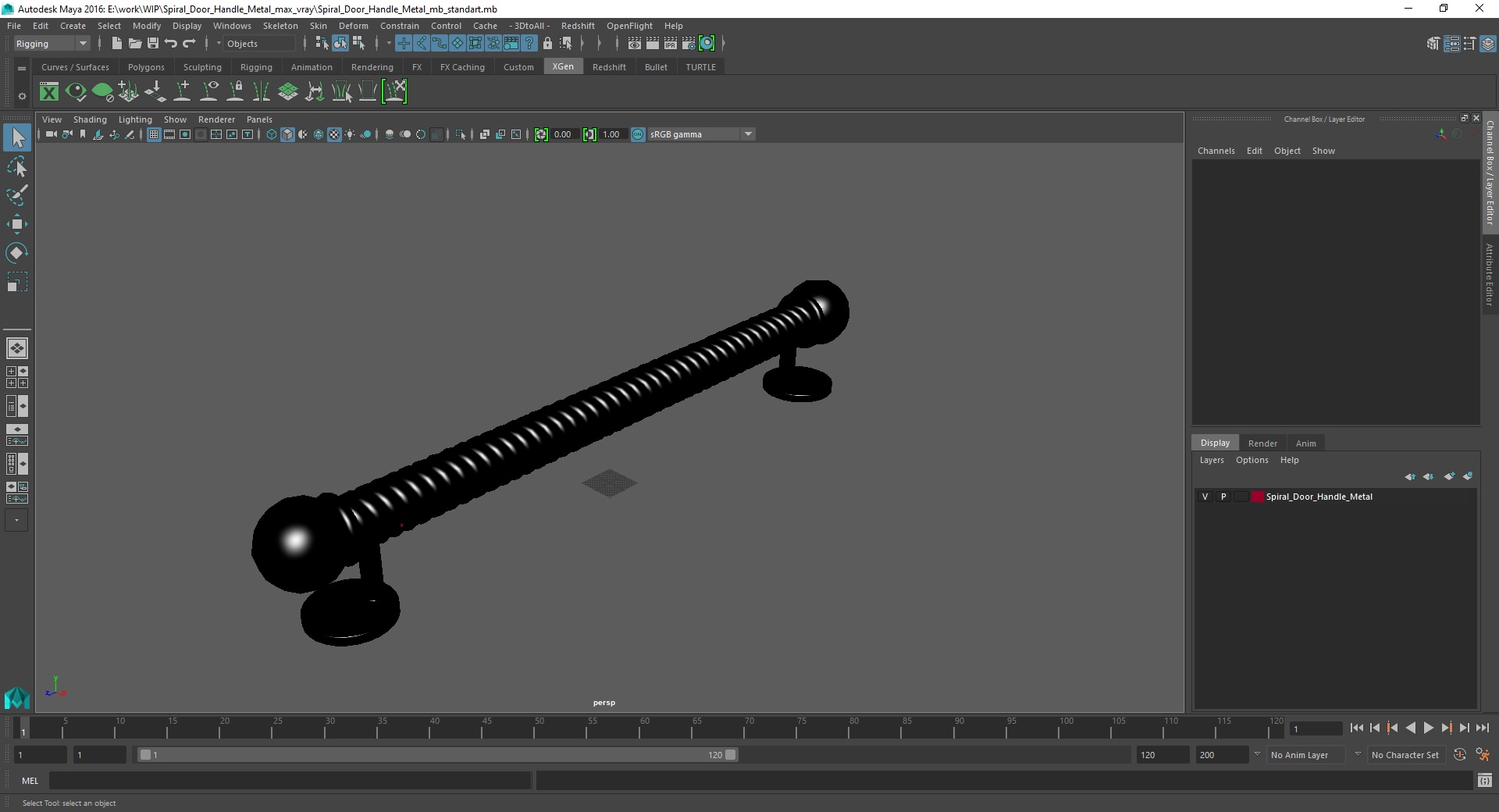 Spiral Door Handle Metal 3D model