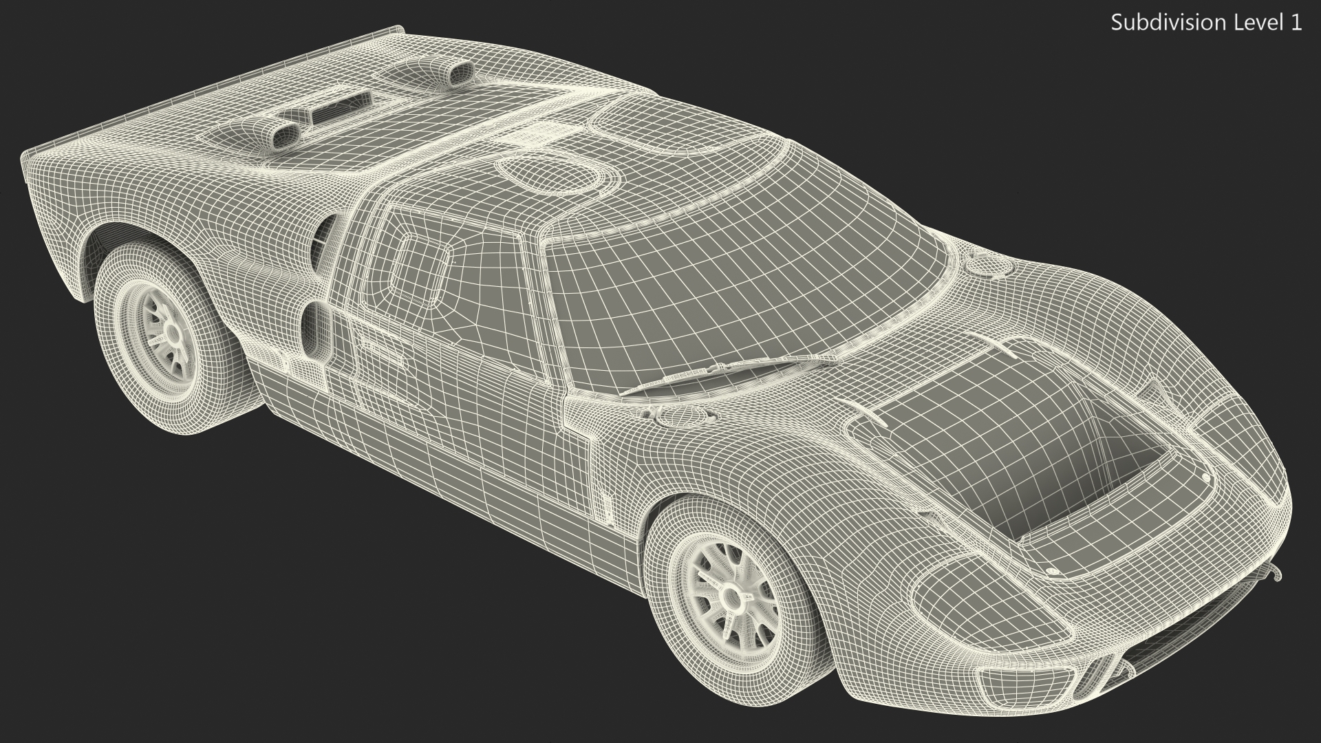 Classic Racing Car White 3D model