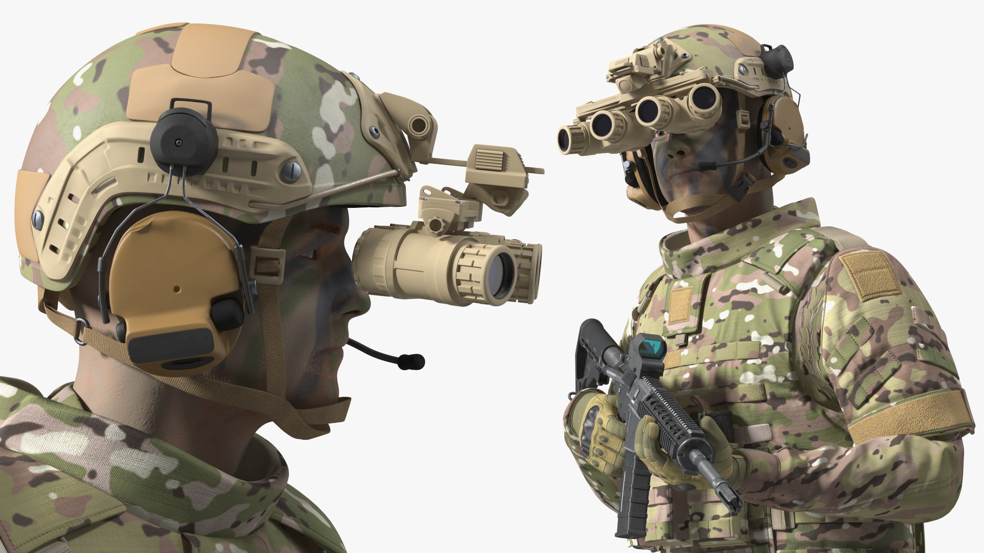 3D model Soldier in Night Vision Goggles Green Camo Walking