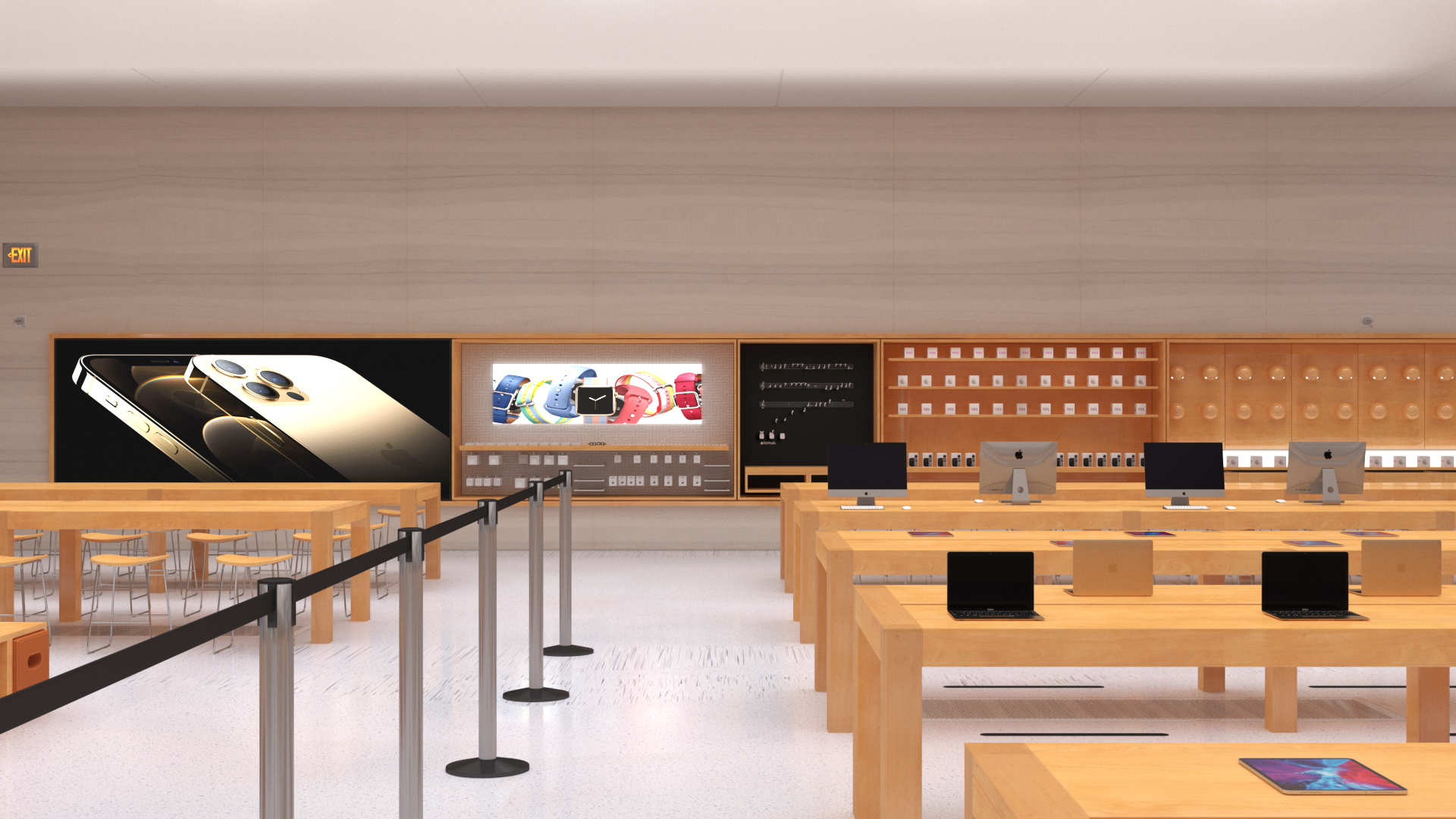 3D Apple Store with Assorted Goods