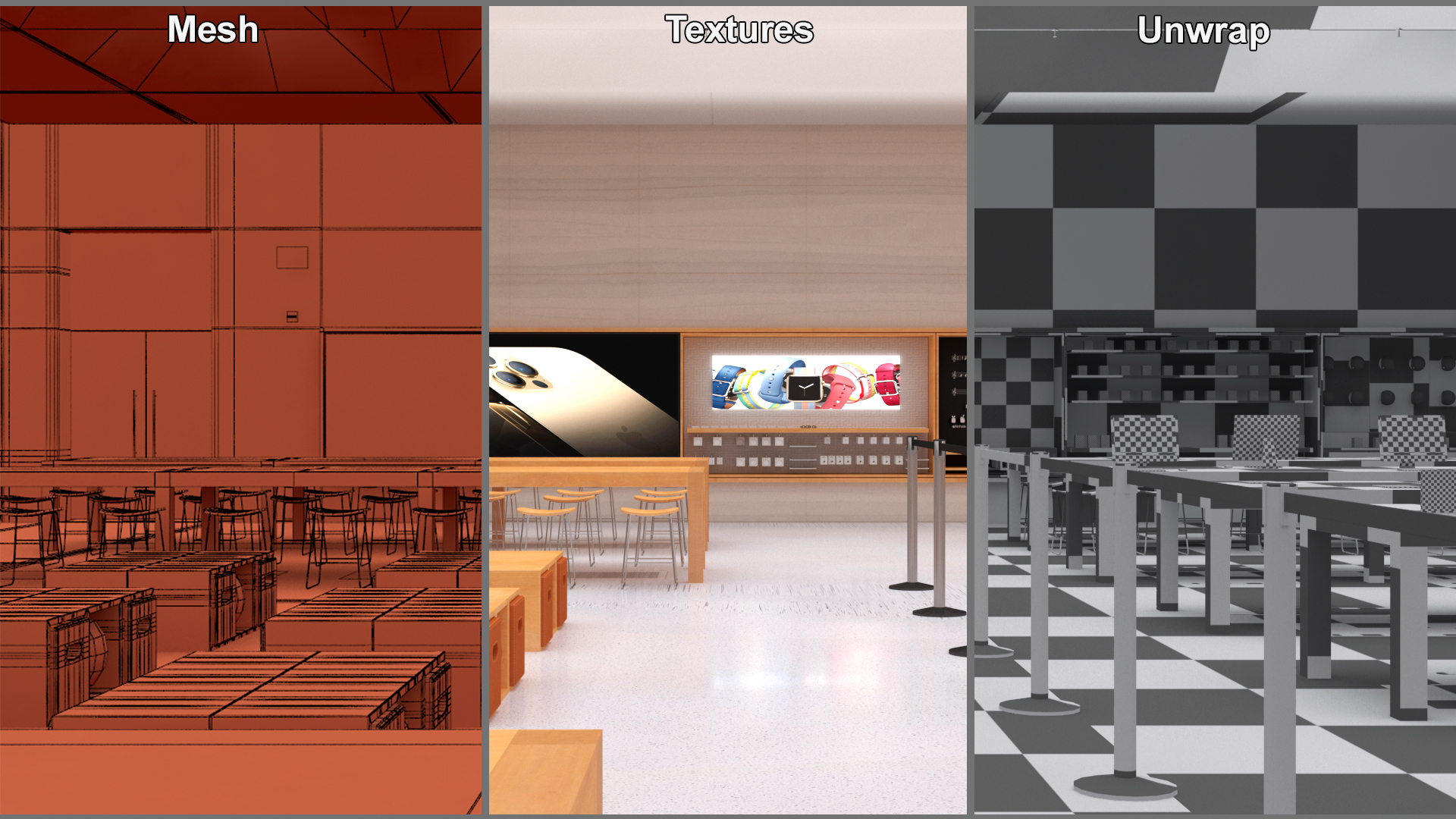 3D Apple Store with Assorted Goods