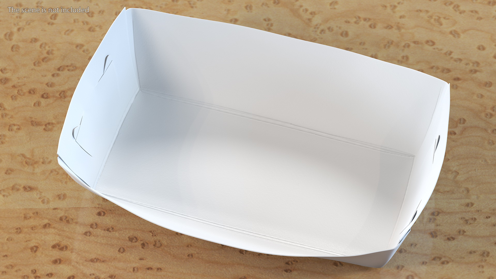 White Paper Rectangular Food Tray Set 3D