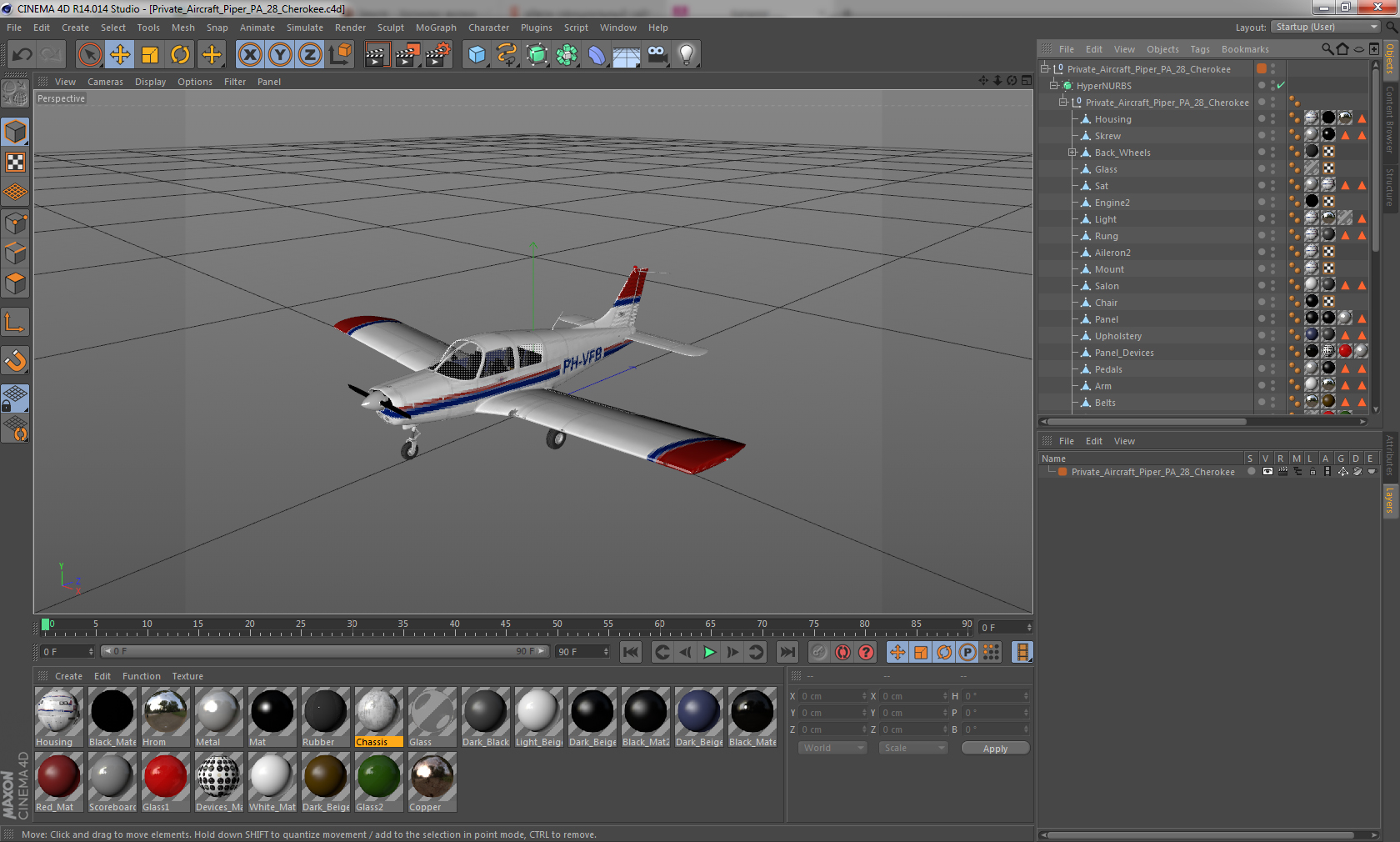 Private Aircraft Piper PA 28 Cherokee 3D