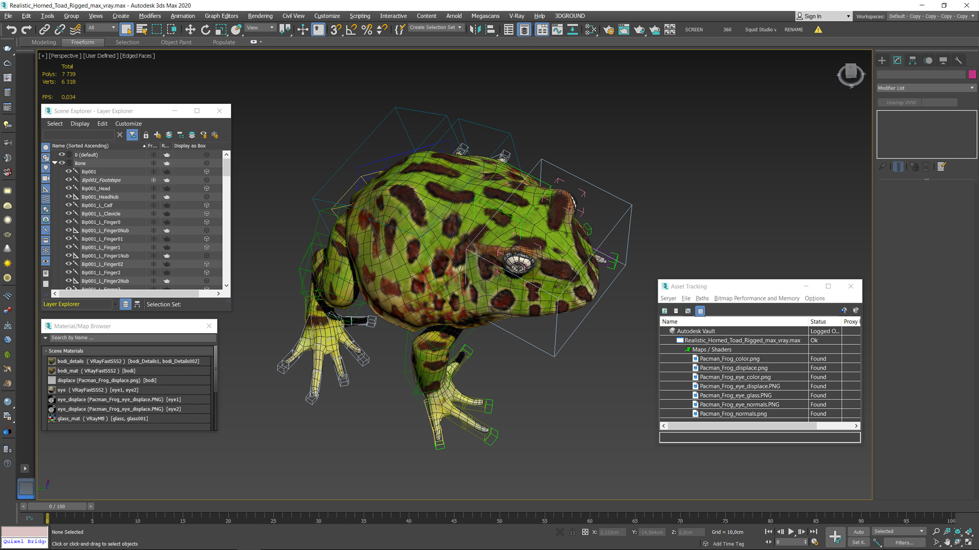 3D Realistic Horned Toad Rigged model