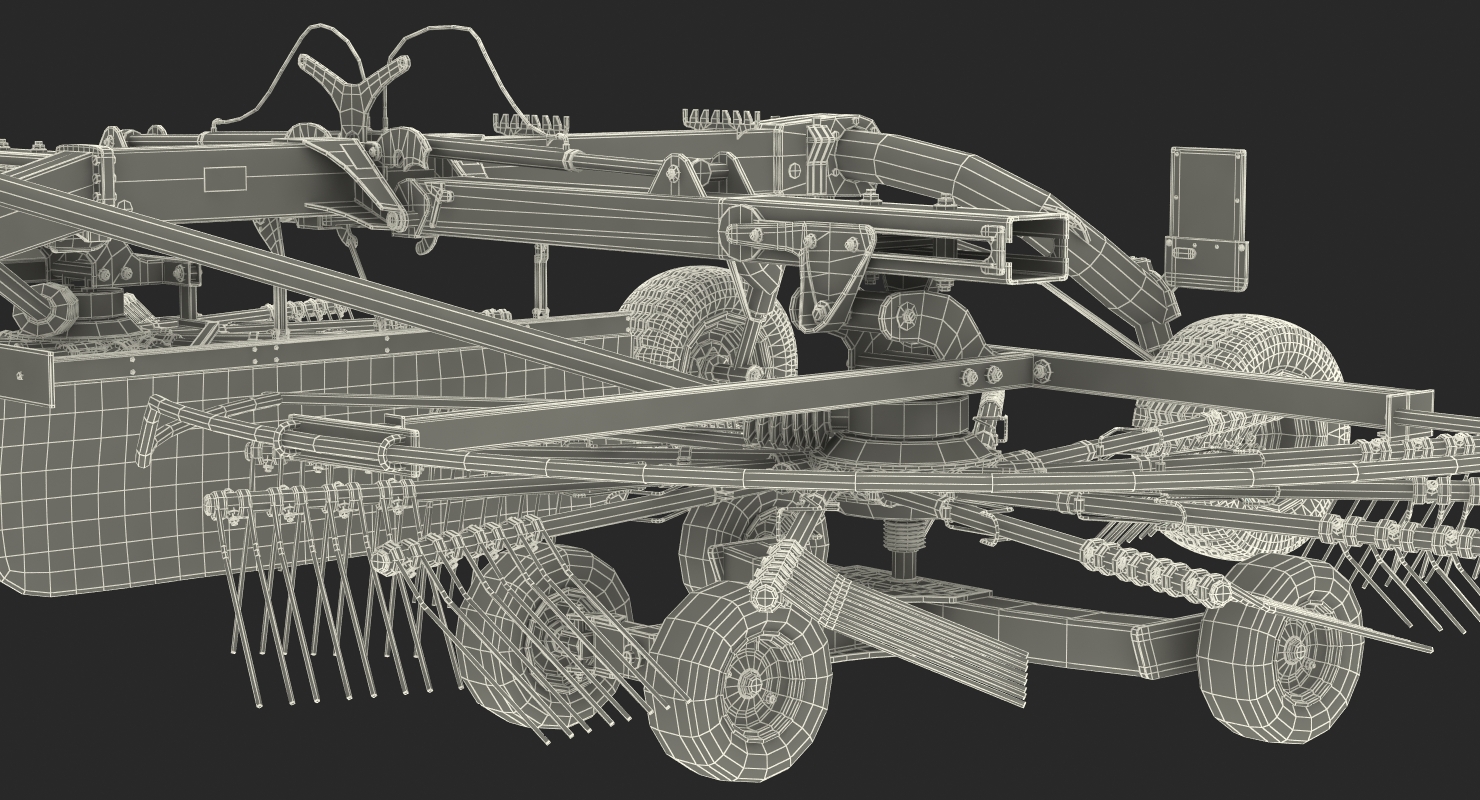 3D model Tractor with Twin Rotor Rake Claas Liner 2700