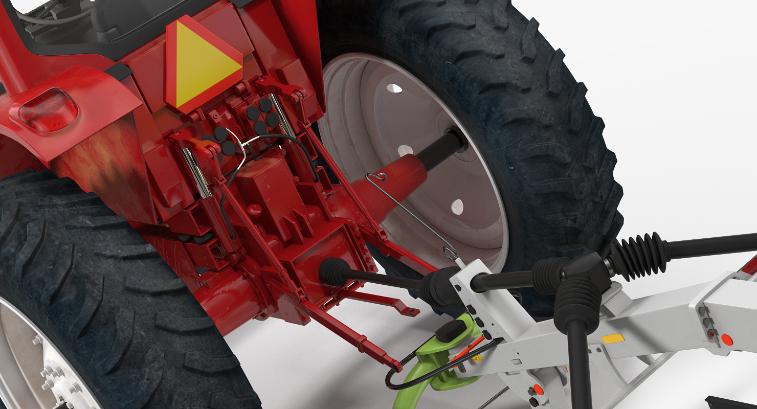 3D model Tractor with Twin Rotor Rake Claas Liner 2700