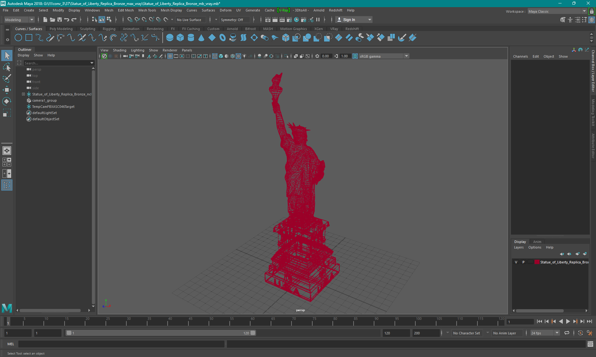 Golden Statue of Liberty Statuette 3D model