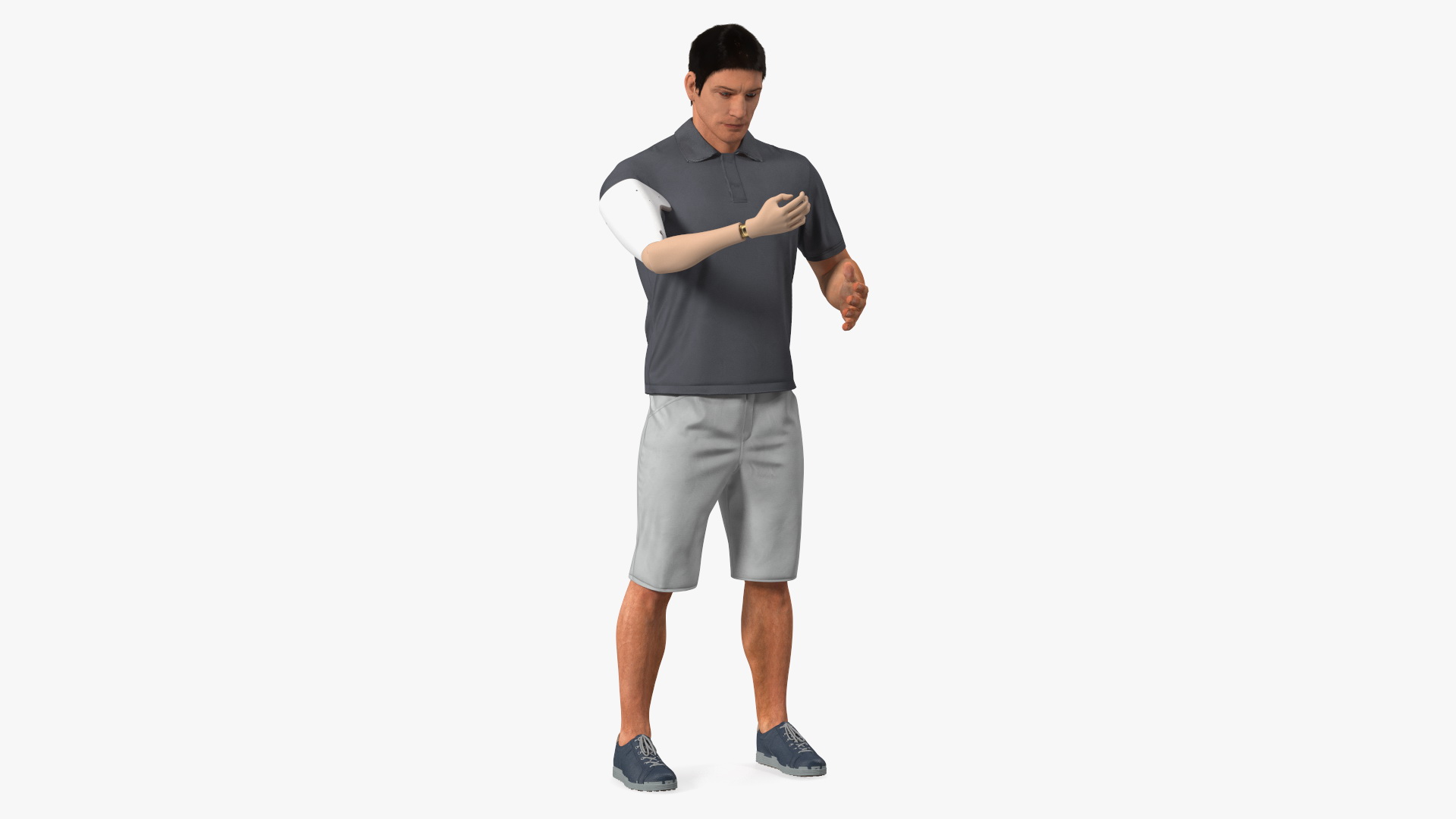 Man with Prosthetic Arm Fur 3D