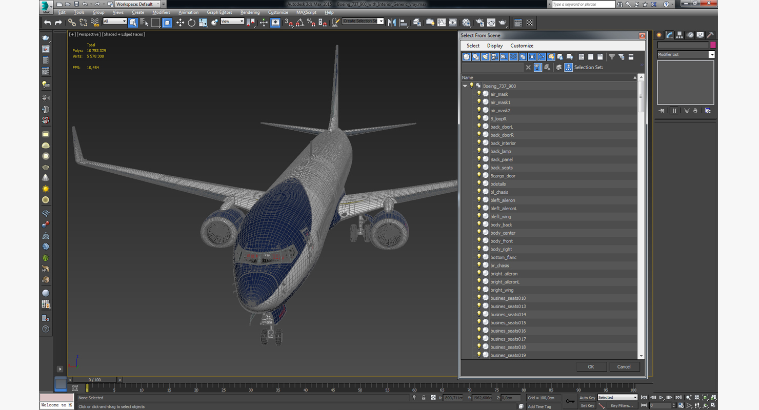 3D Boeing 737 900 with Interior Generic