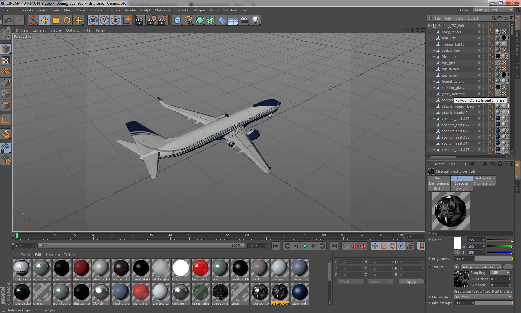 3D Boeing 737 900 with Interior Generic