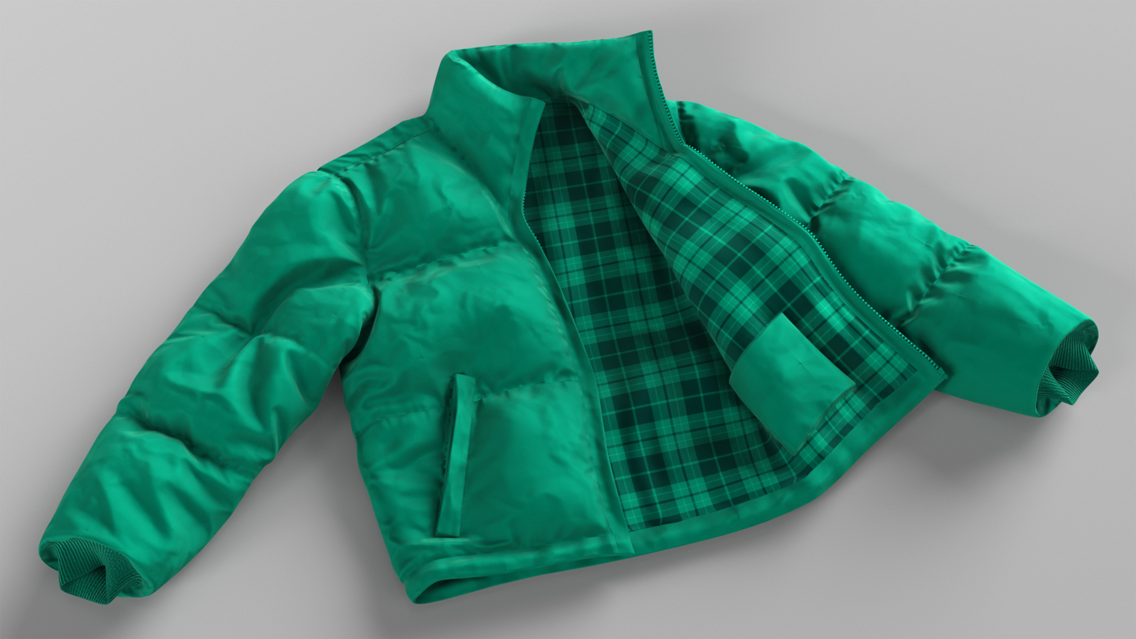 Green Mens Down Jacket Laying 3D model