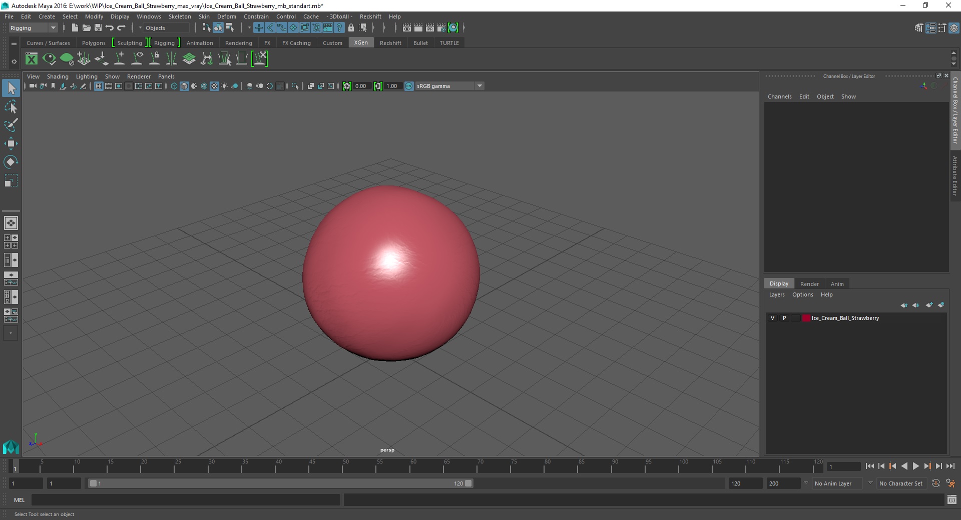 3D model Ice Cream Ball Strawberry