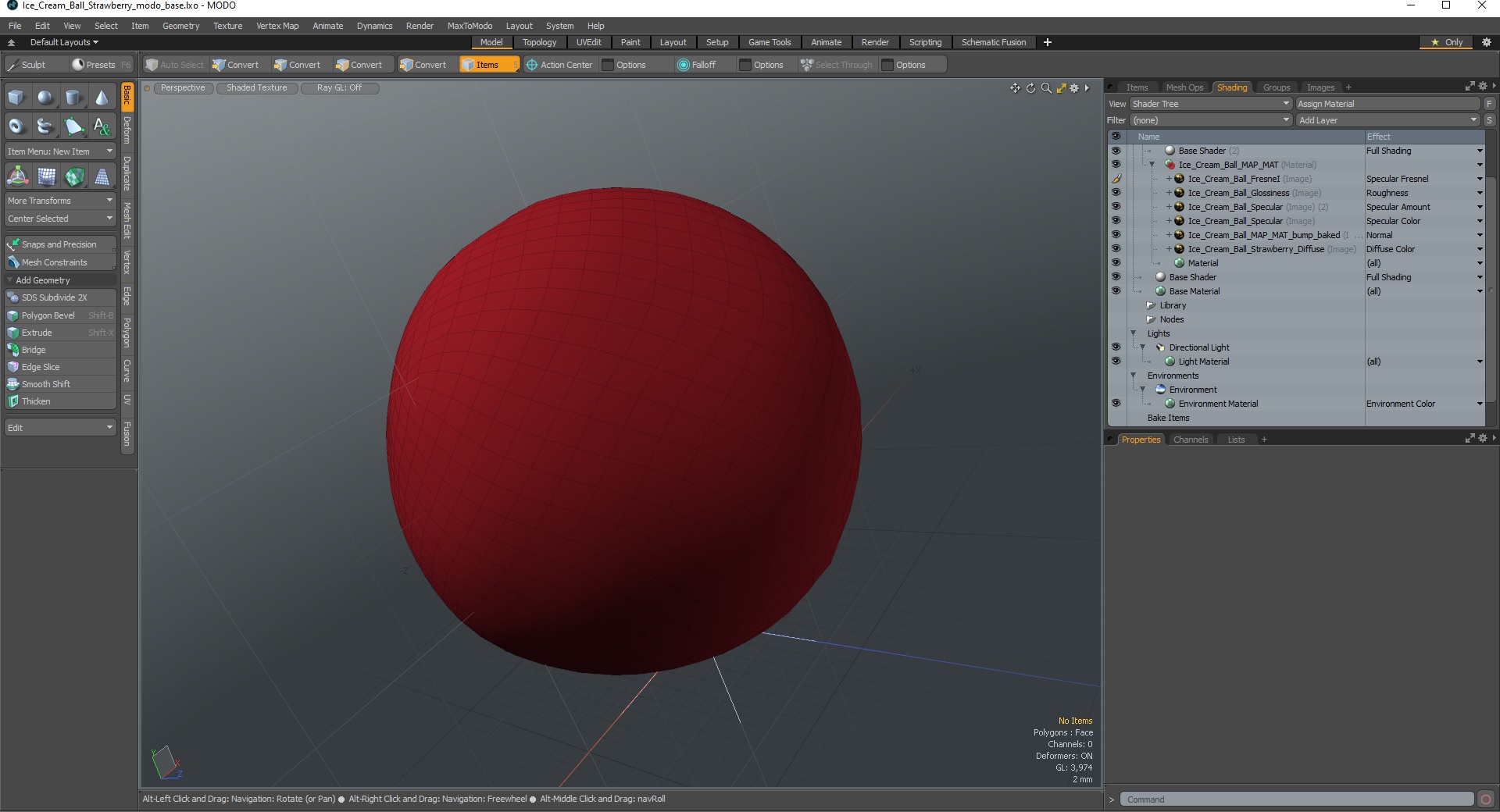 3D model Ice Cream Ball Strawberry