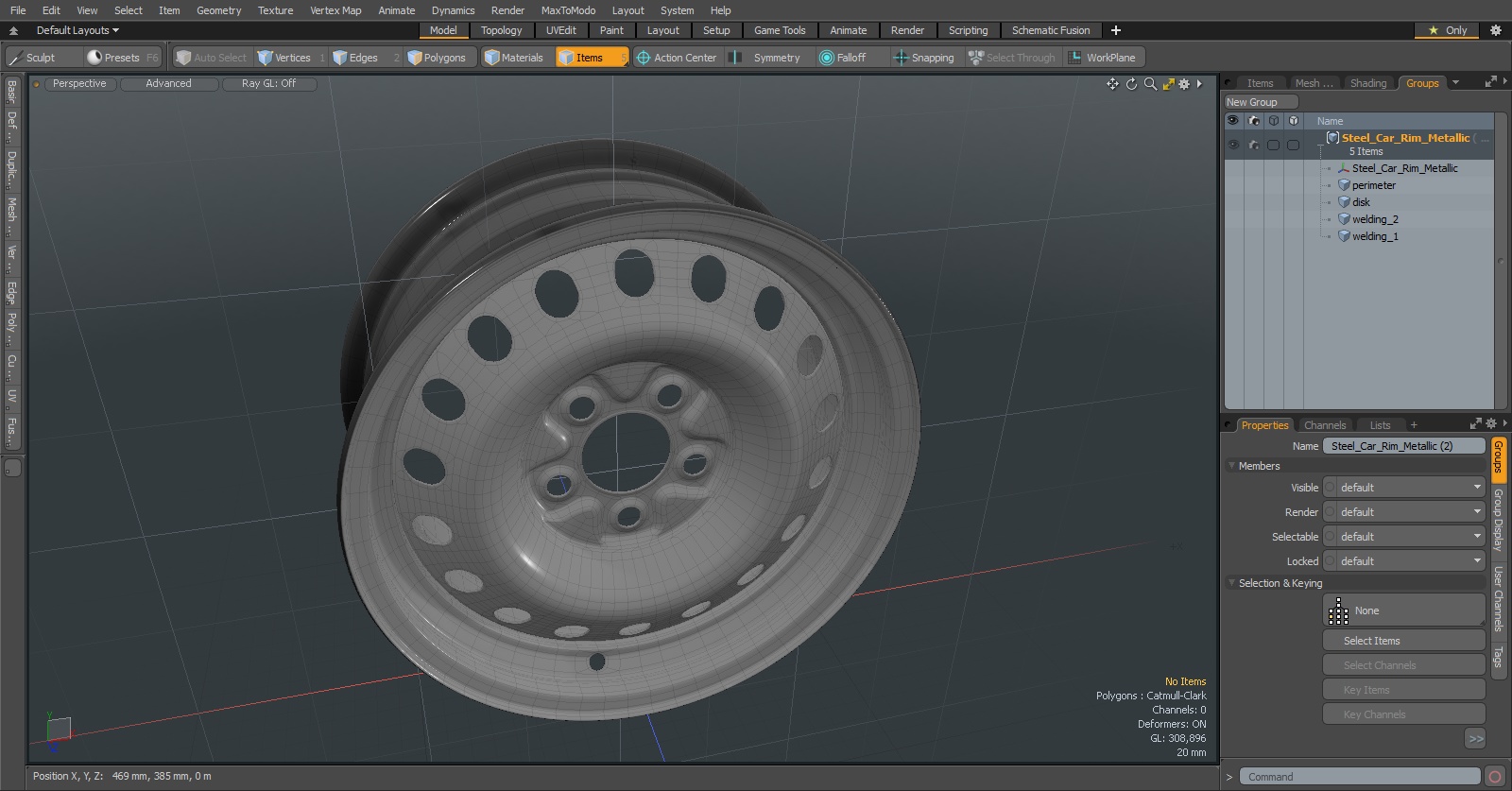 Steel Car Rim Metallic 3D