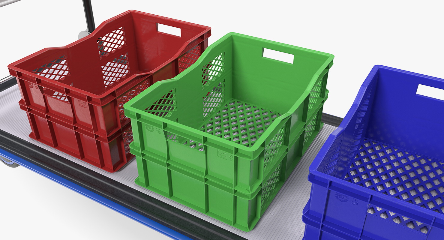 3D Market Service Cart with Crates