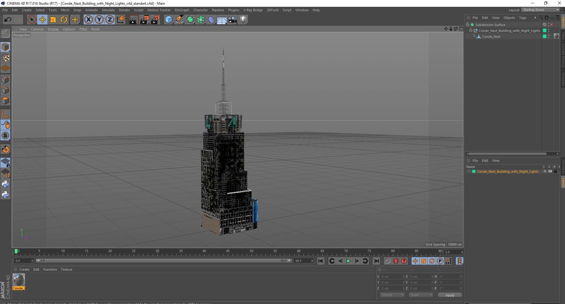 Conde Nast Building with Night Lights 3D