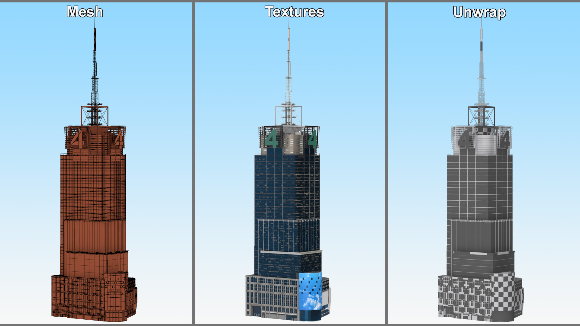 Conde Nast Building with Night Lights 3D