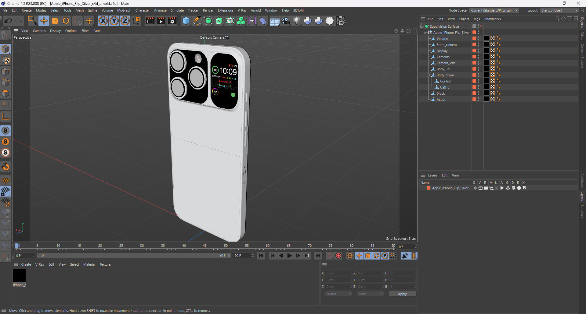 Apple iPhone Flip Silver 3D model