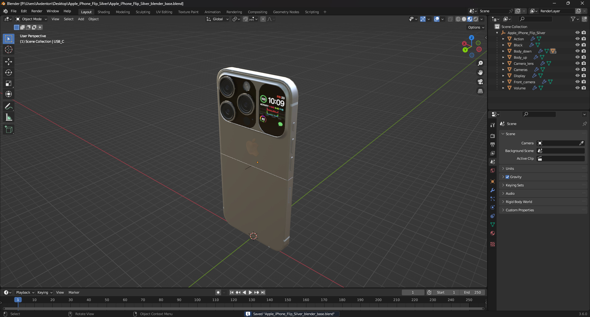 Apple iPhone Flip Silver 3D model