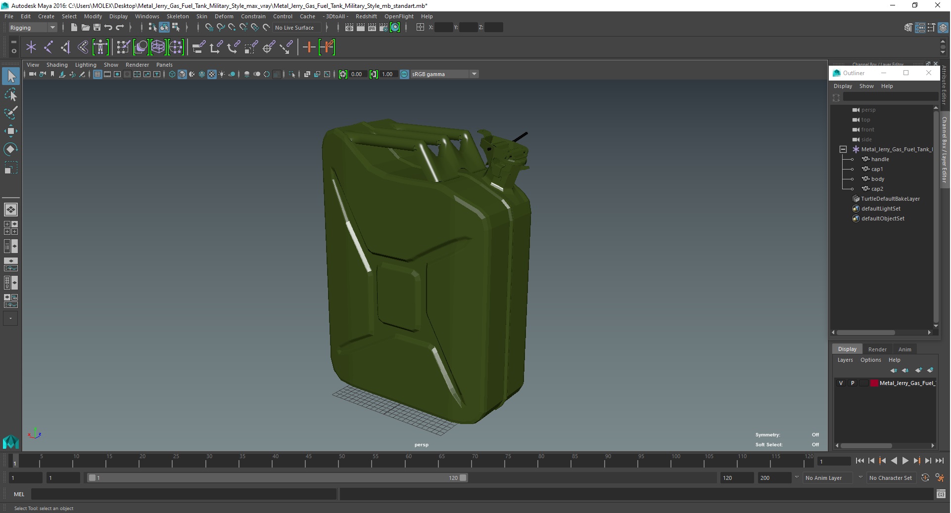 3D model Metal Jerry Gas Fuel Tank Military Style