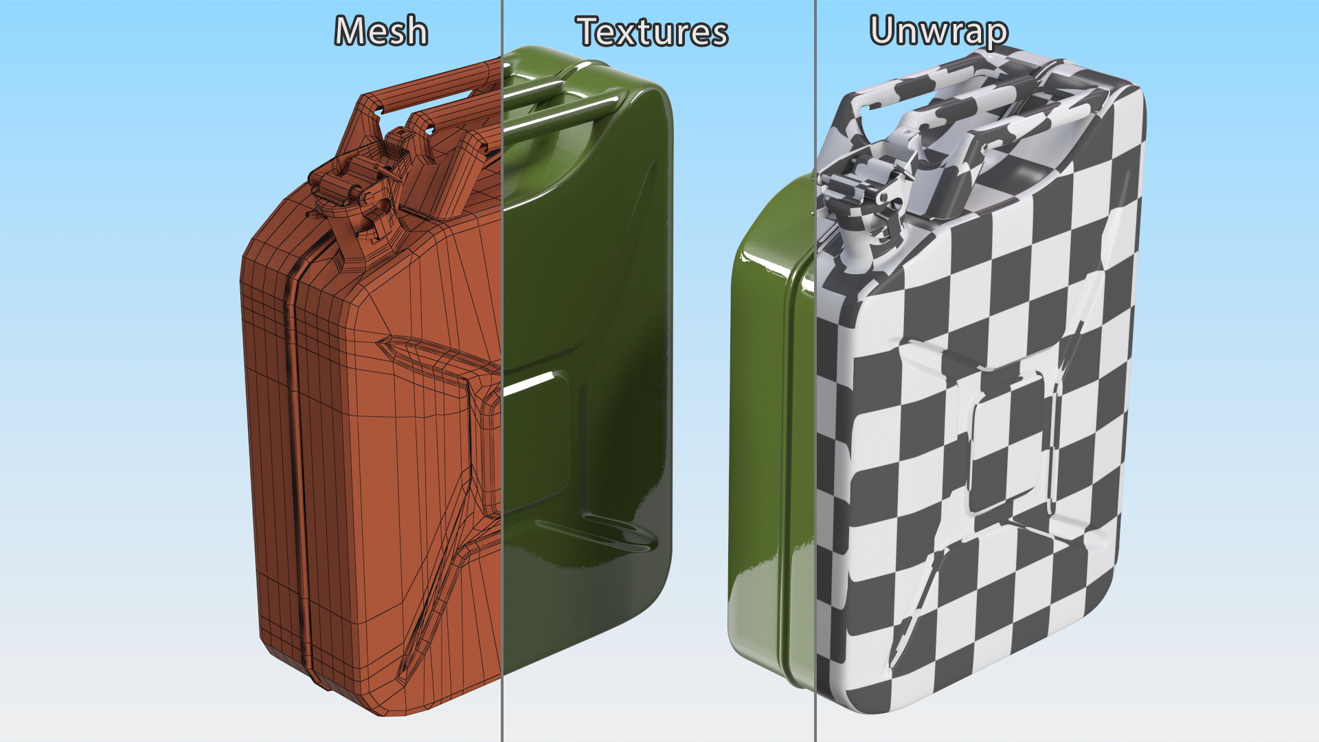 3D model Metal Jerry Gas Fuel Tank Military Style