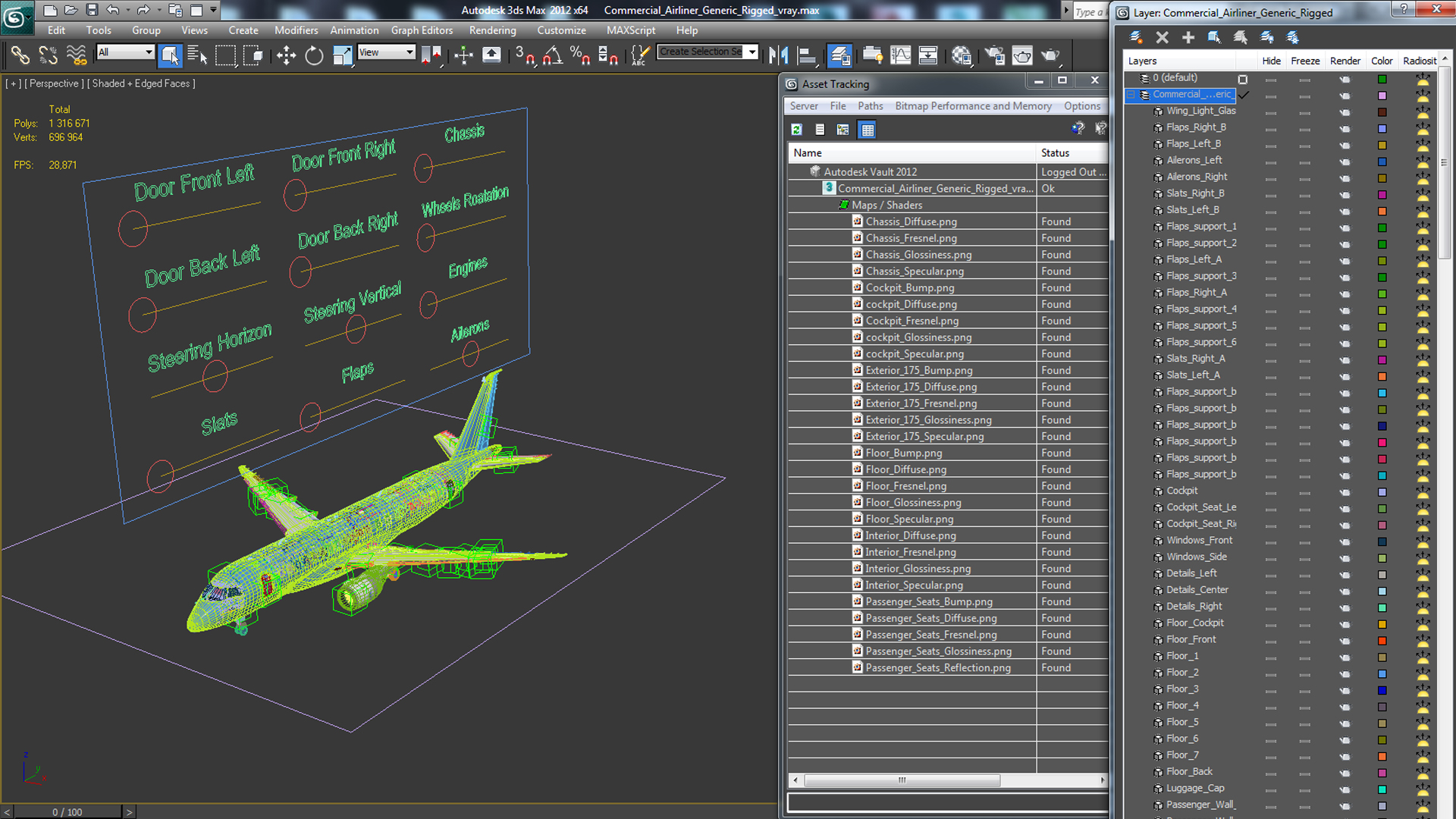 Commercial Airliner Generic Rigged 3D model