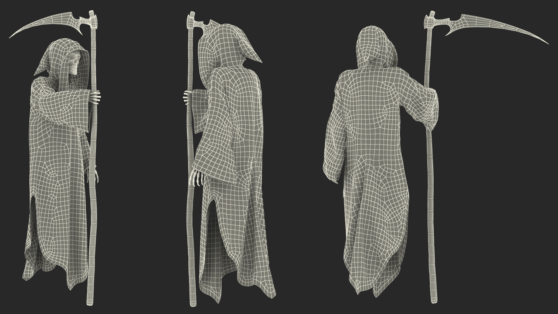 3D Grim Reaper Holds Out Scythe model