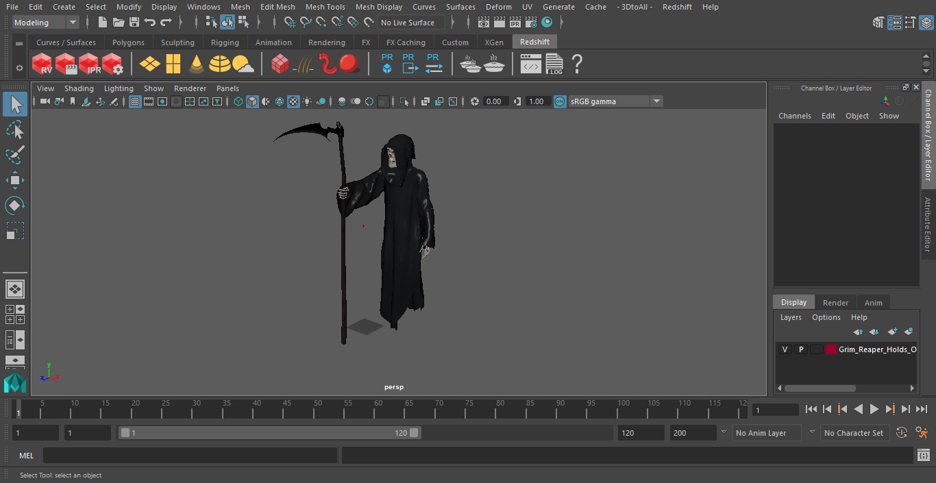 3D Grim Reaper Holds Out Scythe model