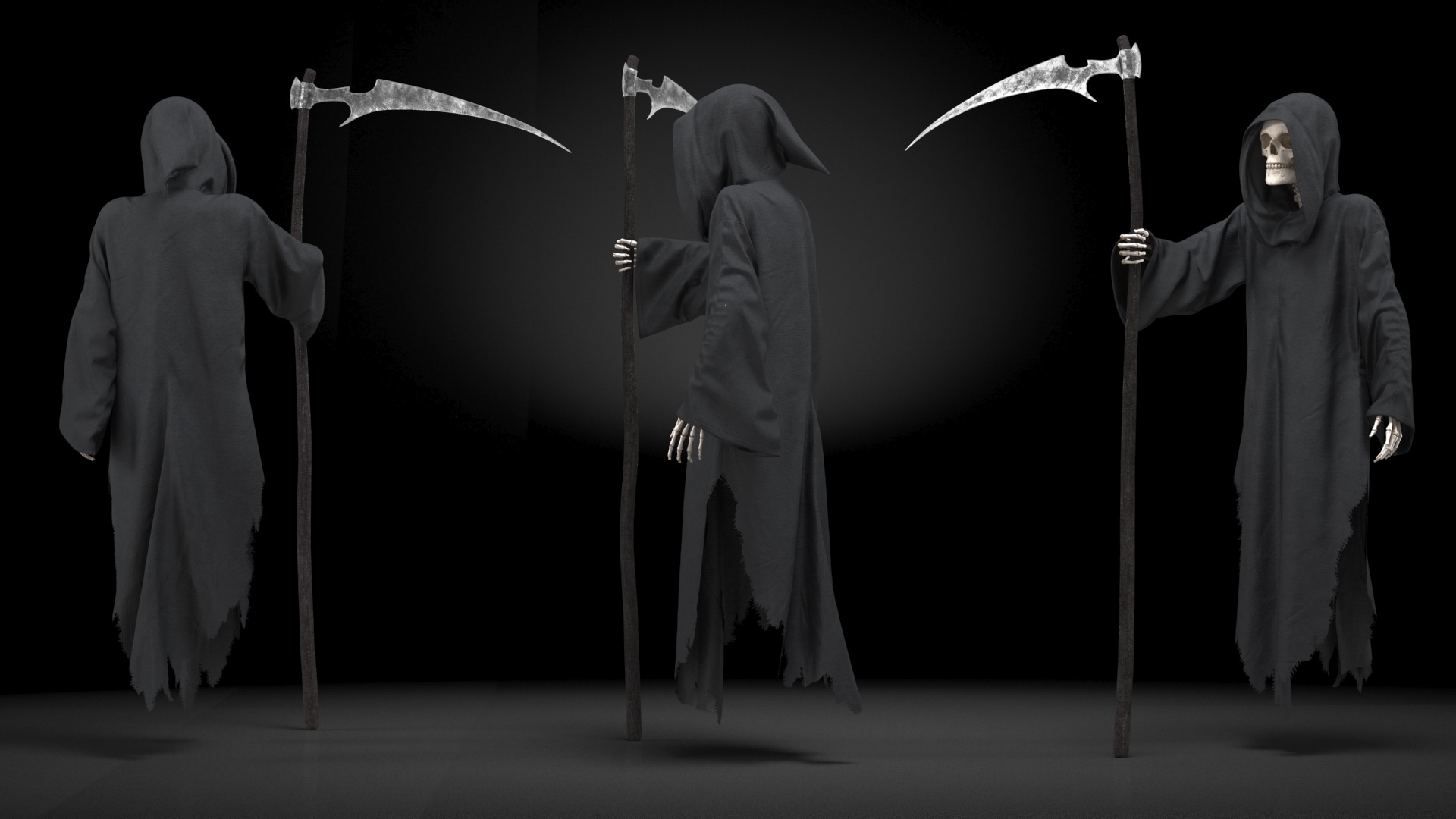 3D Grim Reaper Holds Out Scythe model