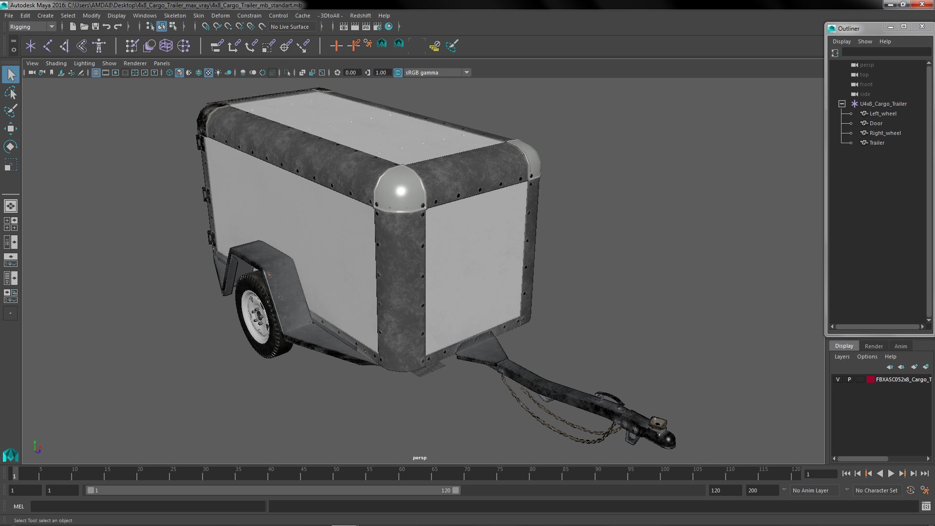 4x8 Cargo Trailer 3D